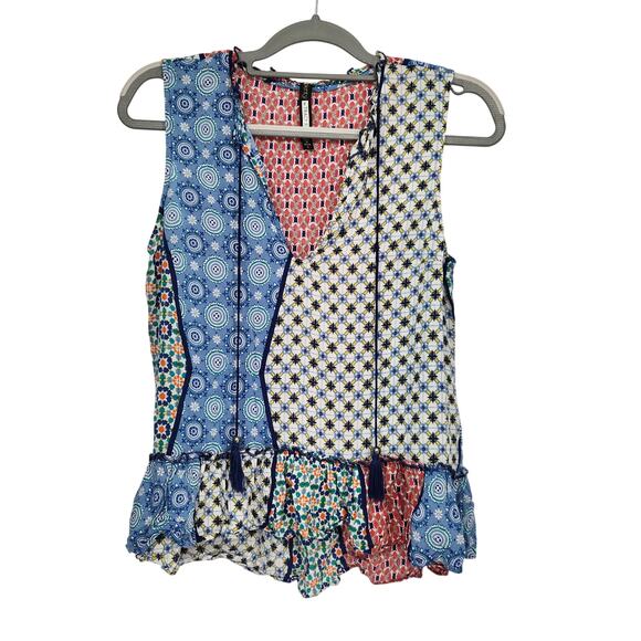 Plenty by Tracy Reese Mixed Pattern Patchwork Sleeveless Tank Top Women's S - Picture 1 of 6